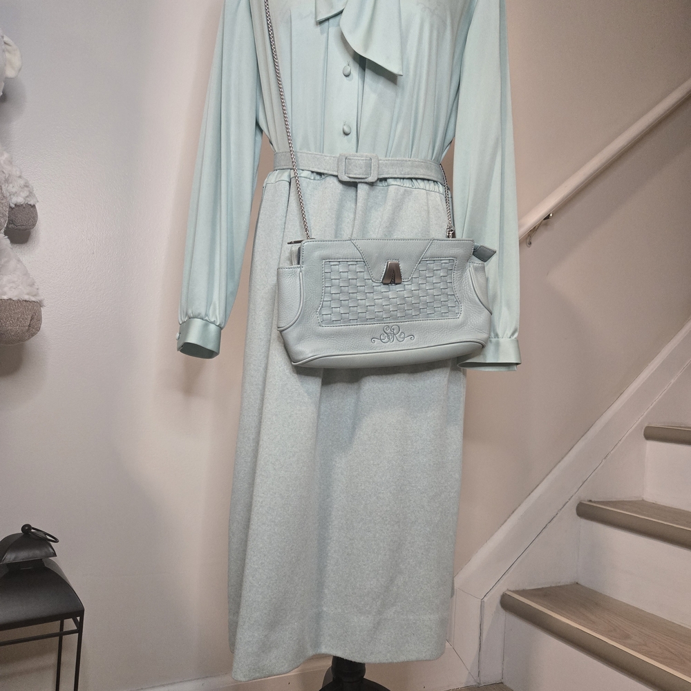 Elegant Turquose Blue Green TIFFANY Color Midi Dress Skirt by DIANE ROBERTS